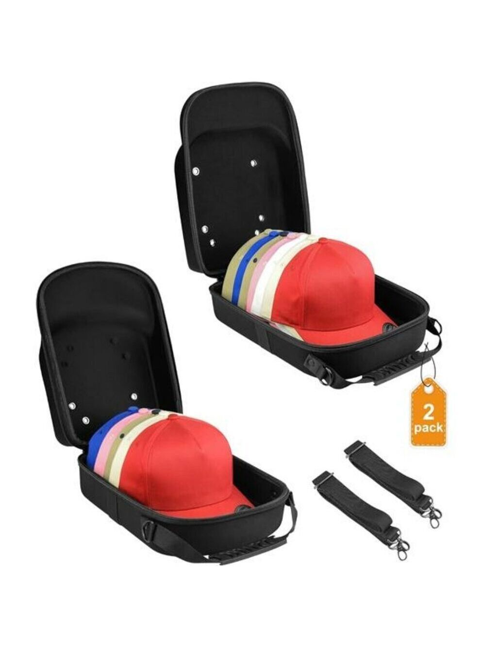 Hard Hat Travel Case Set Baseball Cap Storage Holder with Strap for 10 Hats
